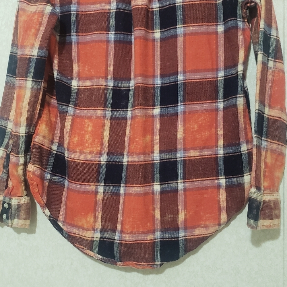 ARIZONA ...ORANGE Plaid Button-Up Shirt...SIZE:SMALL - Picture 4 of 10